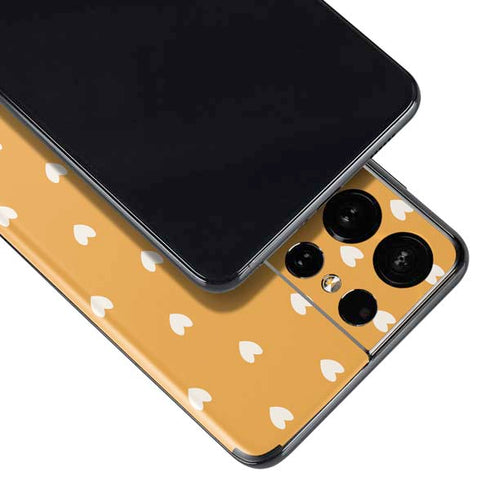 Yellow and White Hearts Galaxy S21 Ultra 5G Skin